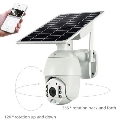 Camera de supraveghere wireless cu panou solar, 1080p, WiFi,355°, IR