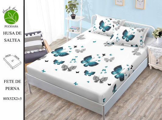 Husa de pat din Finet cu elastic+ 2 fete de perna 180x200